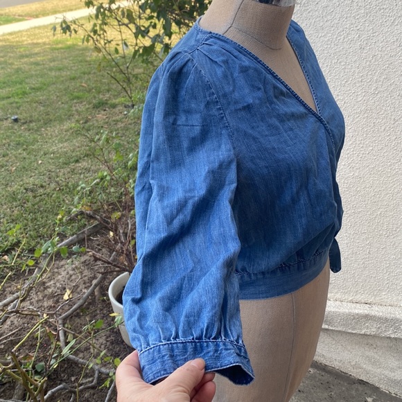 Madewell Chambray Denim lovely wrap top. - Picture 6 of 13